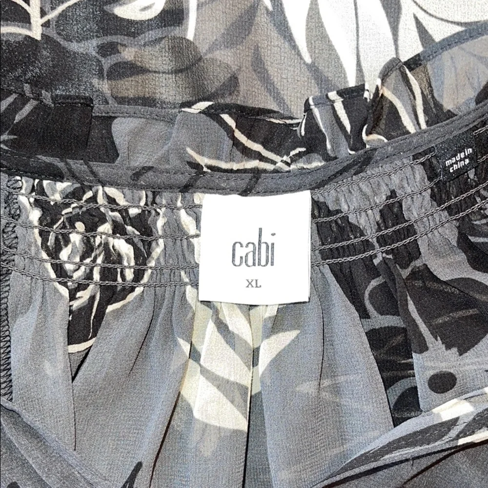 CAbi Aloha Black Long Sleeve Sheer Ruffled Blouse - Picture 3 of 16